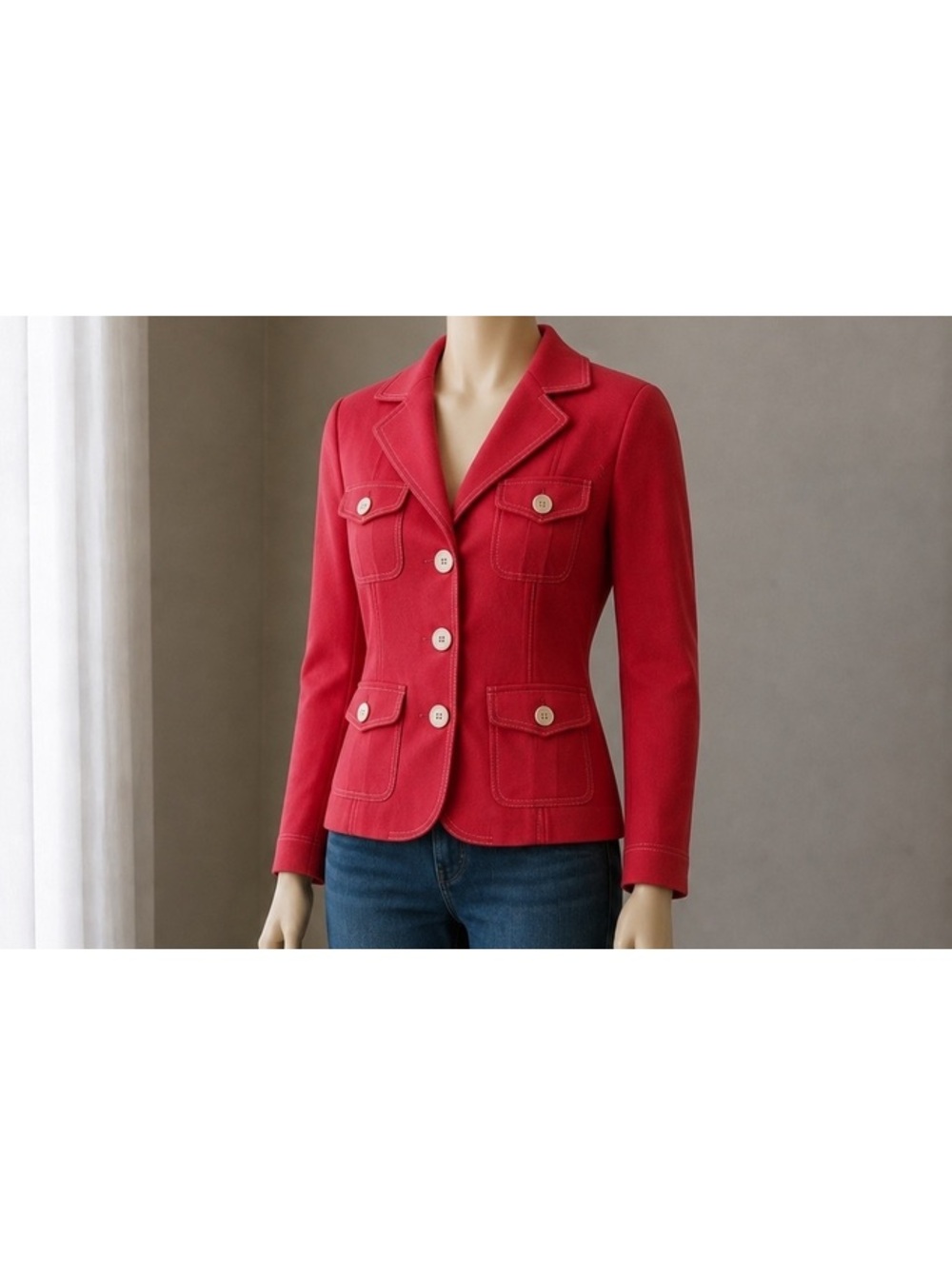 Boden Women’s Size 14 Pink Cotton Blazer Jacket Contrast Stitch Lined 4 Pocket